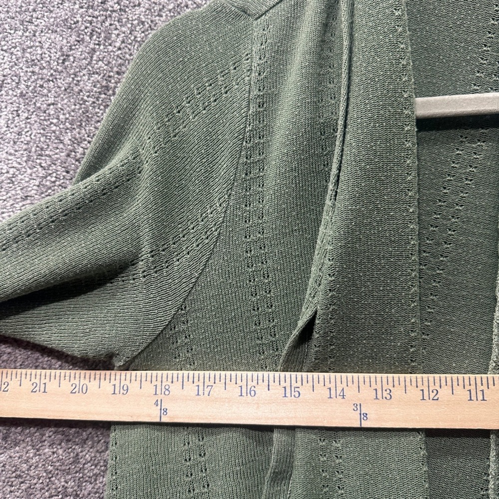 Fresh Produce Cardigan Sweater XS/S Sage Green Pointelle Knit Open Front USA - Picture 4 of 7